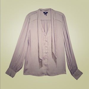 NWT PAIGE Satin Blouse, Lilac Grey